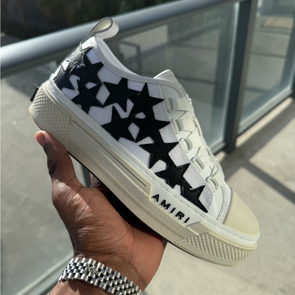 AMIRI White and Black Star Low-Top Sneakers